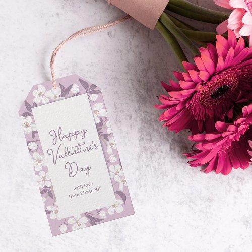 Happy Valentines Day Chic Light Pink Floral Party Gift Tags