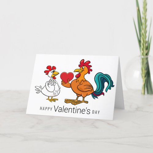 Happy Valentines Day  Chicken Couple Thank You Card