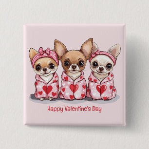 Happy Valentines Day Chihuahua Dogs Button