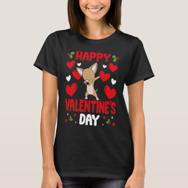 Happy Valentines Day Chihuahua Heart Love Animal T-Shirt (Front)