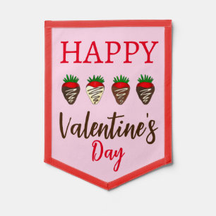Happy Valentine's Day Chocolate Covered Strawberry Pennant