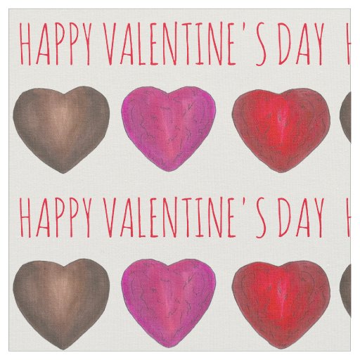 Happy Valentine's Day Chocolate Heart Love Candy Fabric