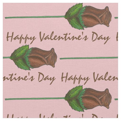 Happy Valentine's Day Chocolate Rose Candy Floral Fabric