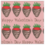 Happy Valentine&#39;s Day Chocolate Strawberry Fruit Fabric