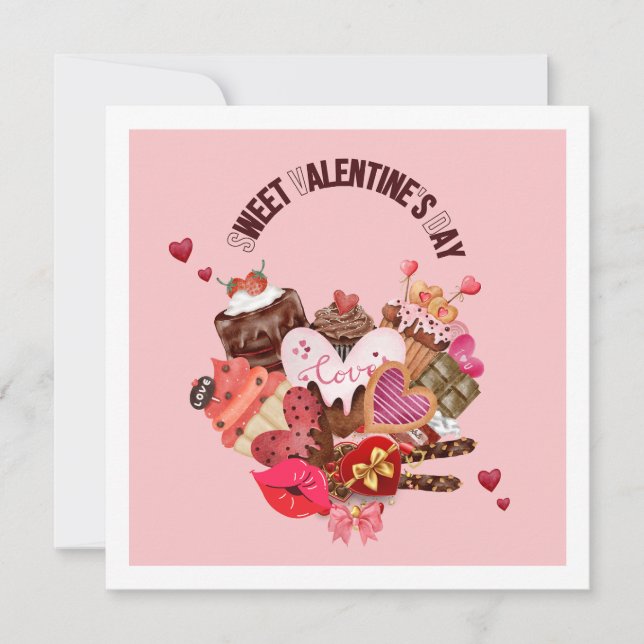 Happy Valentine's Day Chocolate  Thank You Card (Front)