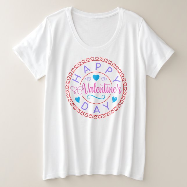 Happy Valentine's Day Circle Design-67127 Plus Size T-Shirt (Design Front)