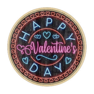 Happy Valentine's Day Circle Design-67128 Cutting Board