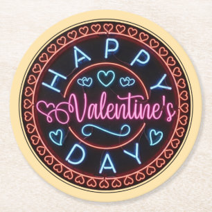 Happy Valentine's Day Circle Design-67128 Round Paper Coaster