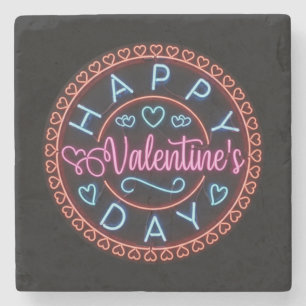 Happy Valentine's Day Circle Design-67128 Stone Coaster