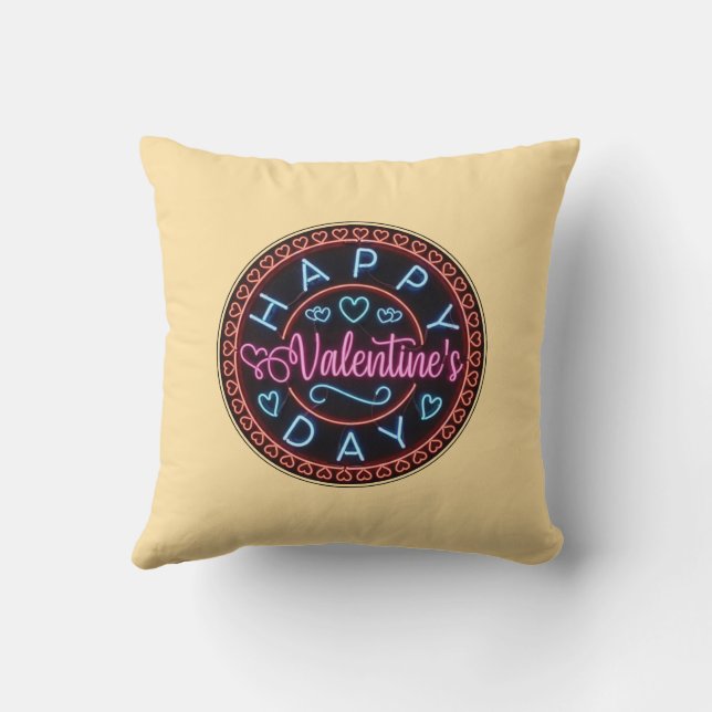 Happy Valentine's Day Circle Design-67128 Throw Pillow (Back)