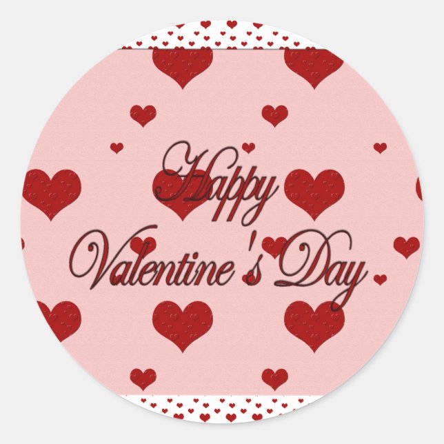 Happy Valentines Day Classic Round Sticker (Front)