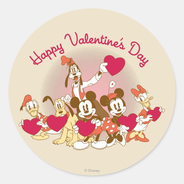 Happy Valentine's Day Classic Round Sticker (Front)