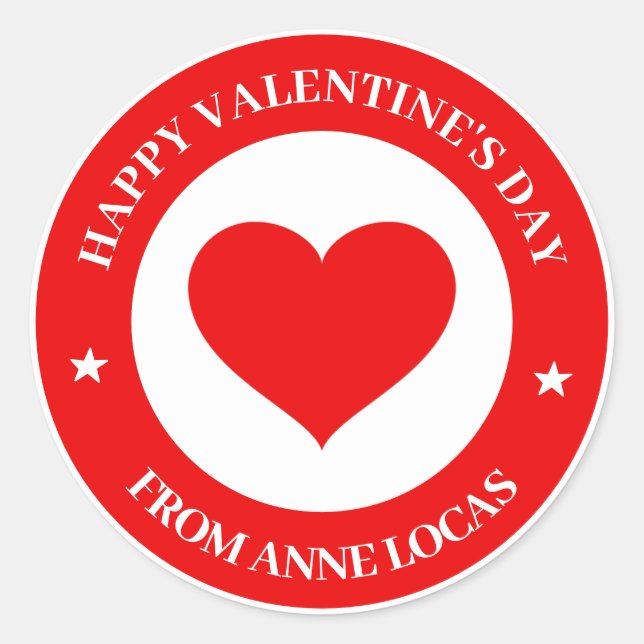 Happy Valentine's Day  Classic Round Sticker (Front)