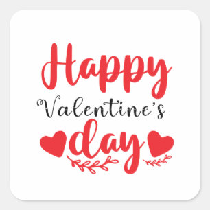 Happy Valentine's Day  Classic  Square Sticker