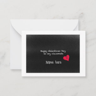 Happy Valentines Day Classmate Cool Cute Black Red Note Card