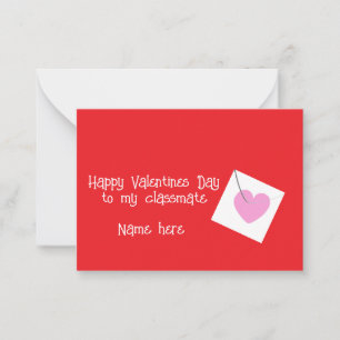 Happy Valentines Day Classmate Cute Whimsical Red Note Card