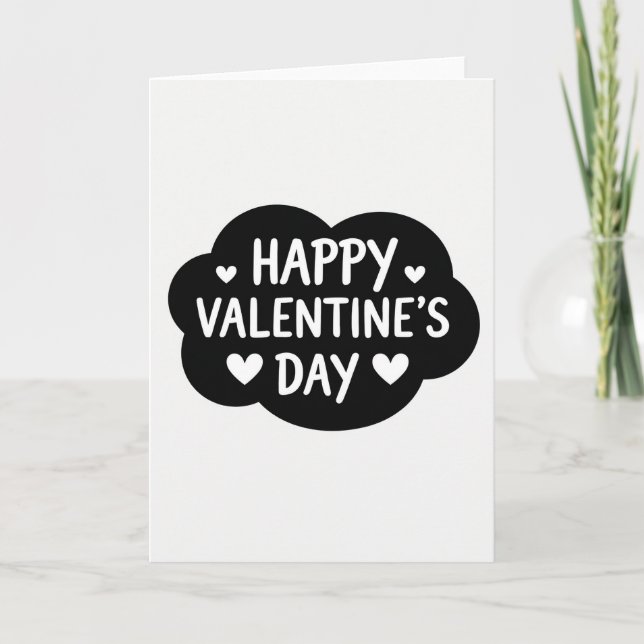 Happy Valentines Day Cloud Hearts Card (Front)