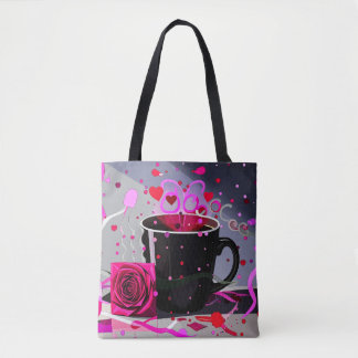 Happy Valentines Day Coffee and Confetti Tote Bag