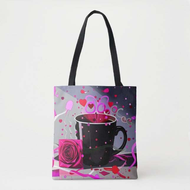 Happy Valentines Day Coffee and Confetti  Tote Bag (Front)