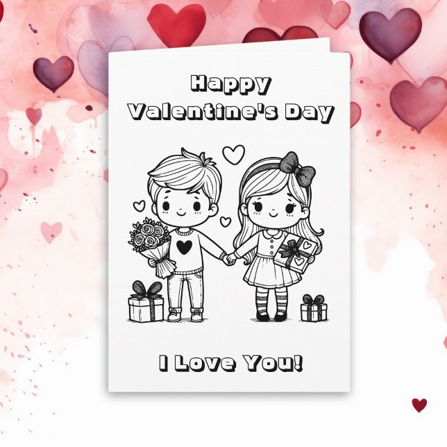 Happy Valentine's Day   | Color Me Page Card (Creator Uploaded)