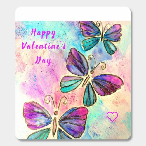 Happy Valentines Day  Colorful Butterflies Flying Breath Savers Mints