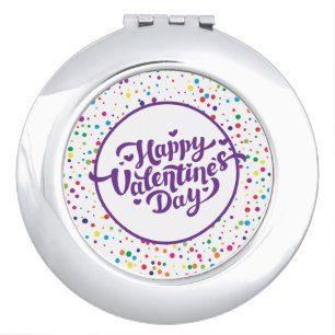Happy Valentine's Day Colorful Confetti Compact Mirror