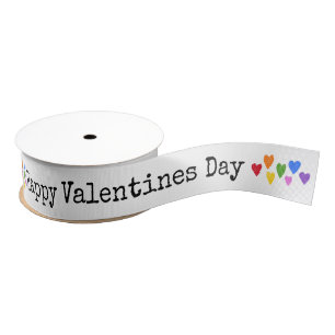 Happy Valentines Day Colorful Hearts Love Kids Fun Grosgrain Ribbon