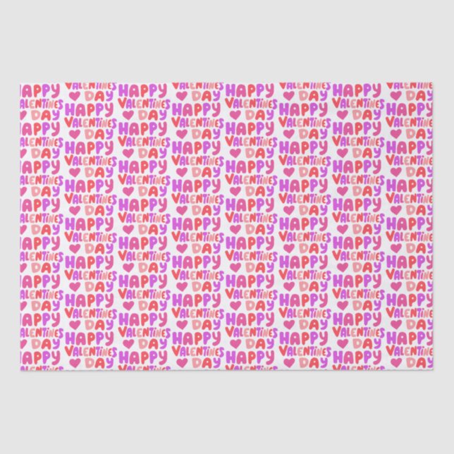 Happy Valentines Day Colorful Modern Lettering  Tissue Paper (Front)