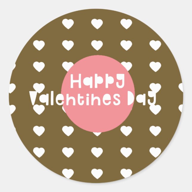 Happy Valentines Day Confetti Heart Donut Classic Round Sticker (Front)