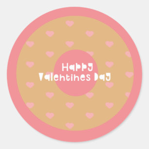 Happy Valentines Day Confetti Polka Hearts Donut Classic Round Sticker