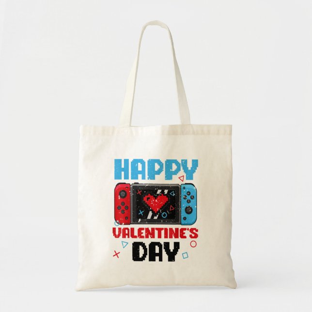 Happy Valentines Day Controller Video Game Heart B Tote Bag (Front)
