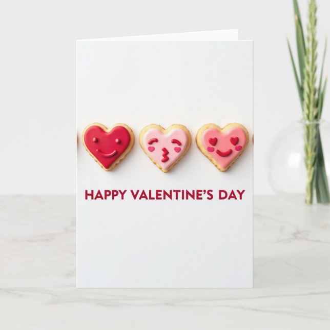 Happy Valentines Day Cookie Heart Card (Front)