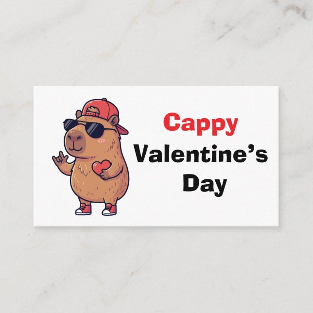 Happy Valentine's Day Cool Capybara Classroom Card (Front)