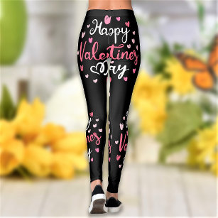  Valentines Day Leggings for Women Love Heart Print Sexy Tummy  Control Stretch Workout Gym Yoga Pants Black : Sports & Outdoors