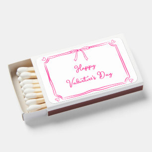 Happy Valentine's Day Coquette Bow Girly Pink Cute Matchboxes