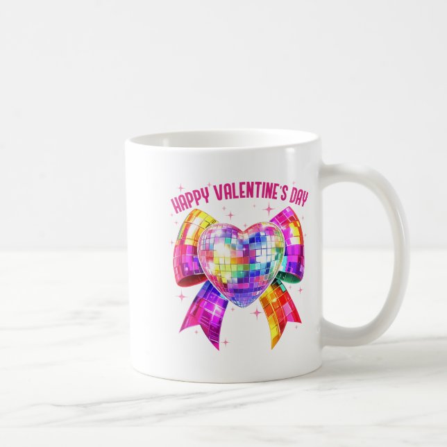 Happy Valentine's Day Coquette Disco Ball Heart Gi Coffee Mug (Right)
