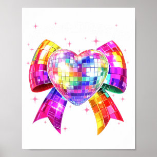 Happy Valentine's Day Coquette Disco Ball Heart Gi Poster