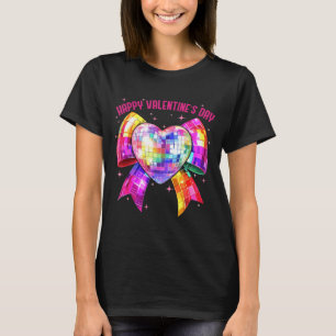 Happy Valentine's Day Coquette Disco Ball Heart Gi T-Shirt