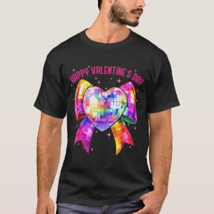 Happy Valentine's Day Coquette Disco Ball Heart Gi T-Shirt