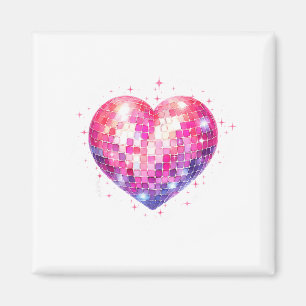 Happy Valentine's Day Coquette Nk Disco Ball Heart Magnet