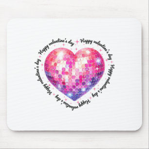 Happy Valentine's Day Coquette Nk Disco Ball Heart Mouse Pad