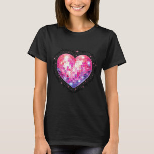 Happy Valentine's Day Coquette Nk Disco Ball Heart T-Shirt