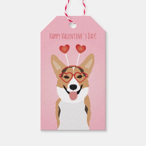 Happy Valentines Day Corgi Dog Gift Tags