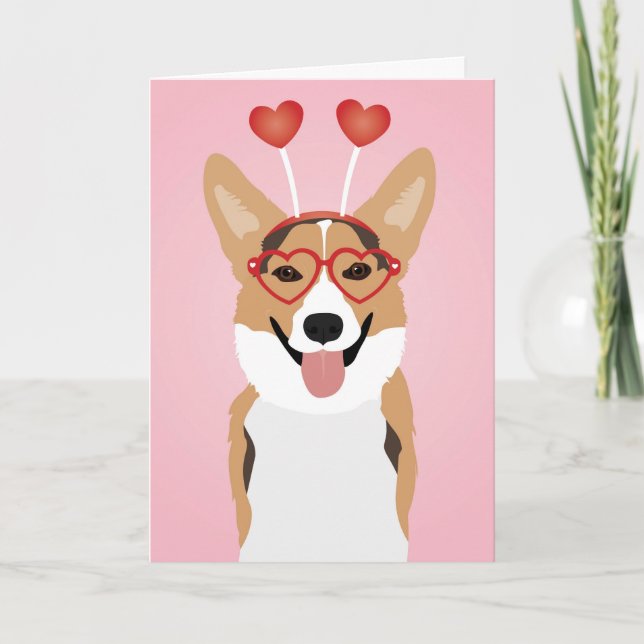 Happy Valentines Day Corgi Dog Holiday Card (Front)