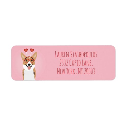 Happy Valentines Day Corgi Dog Label