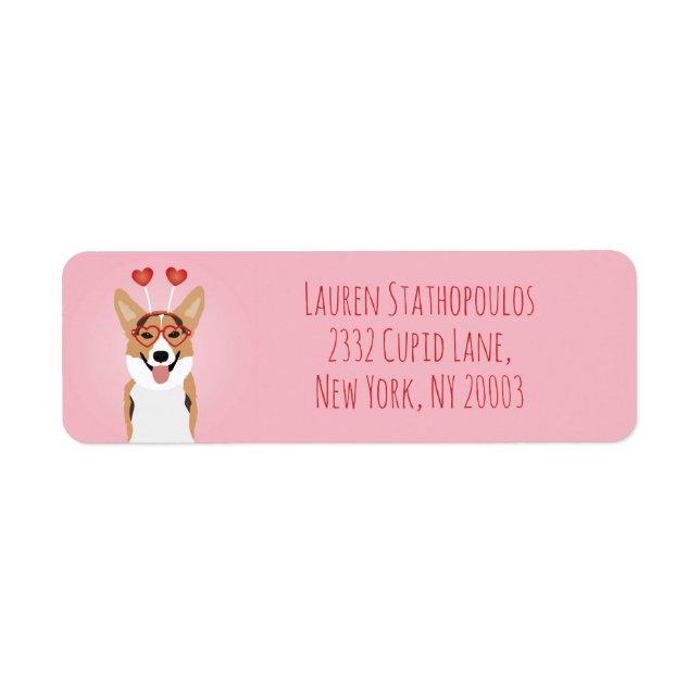 Happy Valentines Day Corgi Dog Label (Front)
