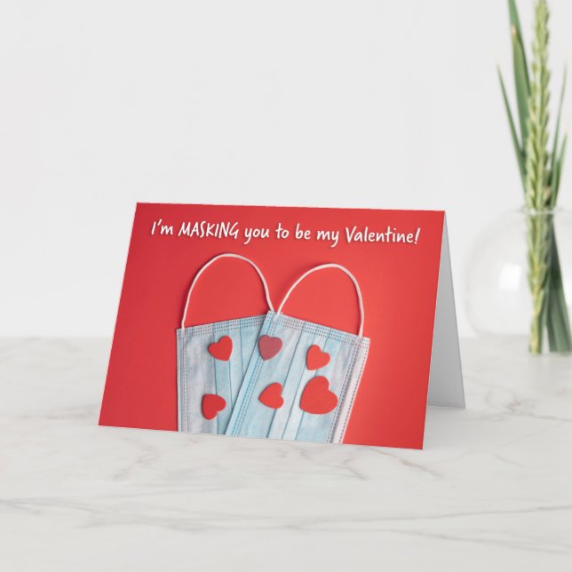 Happy Valentine's Day Coronavirus Face Mask Humor Holiday Card (Front)