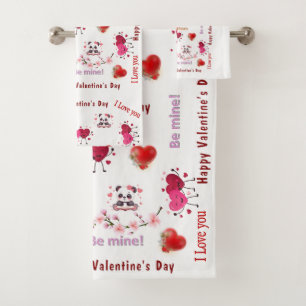 Happy Valentine's Day Couple  Bathroom Towel Sets 