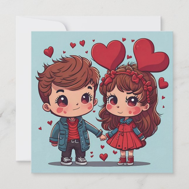 Happy Valentine's Day couple flat card (Front)