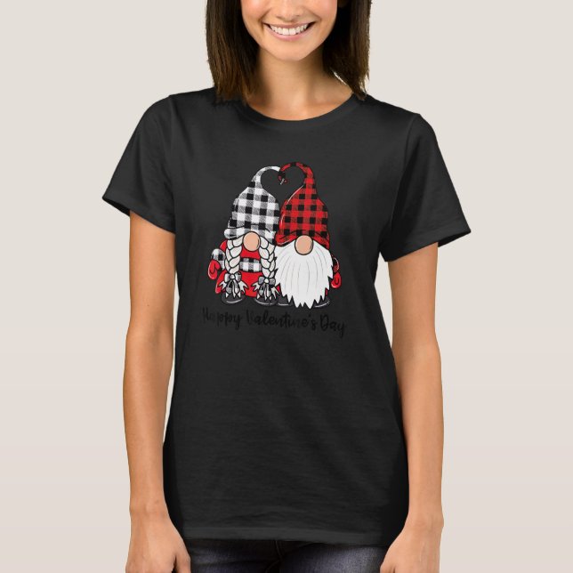 Happy Valentine's Day Couple Gnomes Funny Family L T-Shirt (Front)